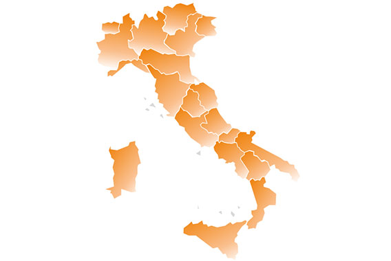 Arbonia: Außendienst-Gebiete Italien - Karte